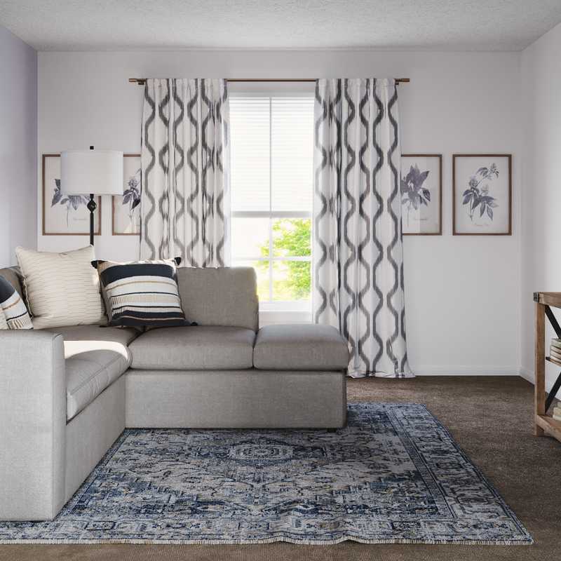 Bohemian, Traditional, Farmhouse Living Room Design by Havenly Interior Designer Amanda