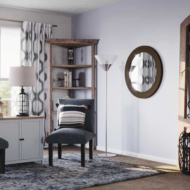 Bohemian, Traditional, Farmhouse Living Room Design by Havenly Interior Designer Amanda