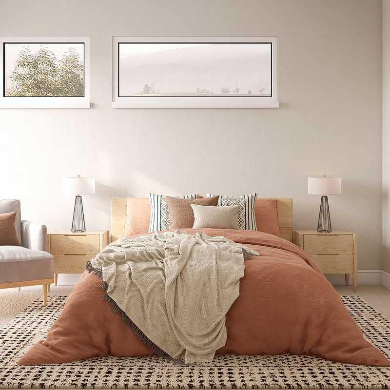 Bohemian, Midcentury Modern Bedroom Design by Havenly Interior Designer Abril