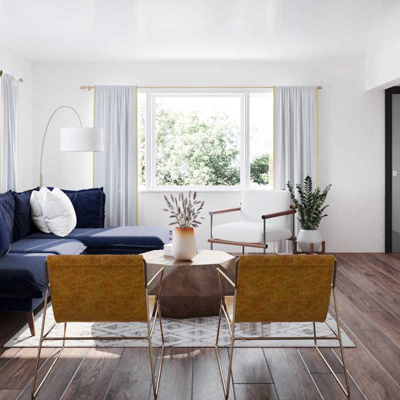Glam, Midcentury Modern Living Room Design by Havenly Interior Designer Carolyn