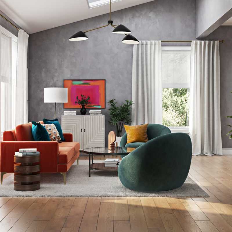 Eclectic, Midcentury Modern Living Room Design by Havenly Interior Designer Freddi