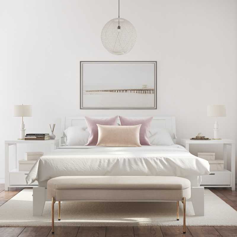 Coastal, Glam, Minimal Bedroom Design by Havenly Interior Designer Maria