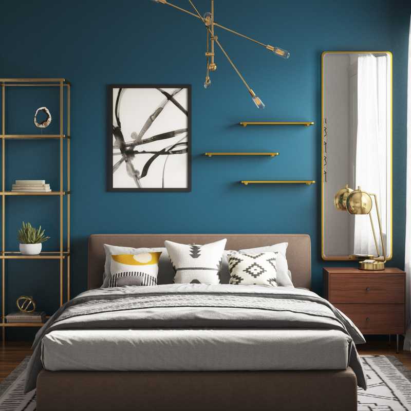 Eclectic, Bohemian, Midcentury Modern Bedroom Design by Havenly Interior Designer Hadasa