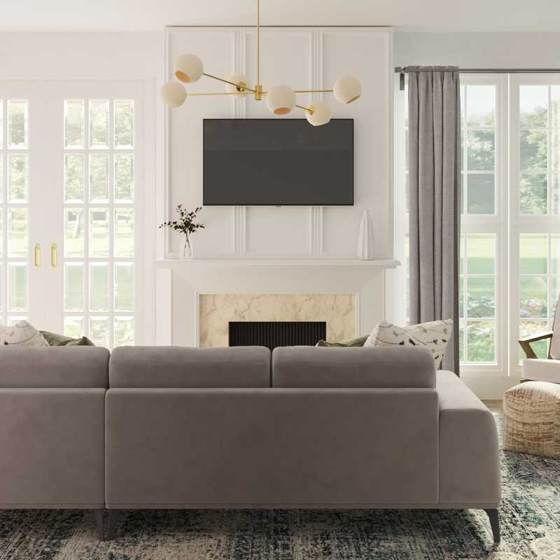 Transitional, Midcentury Modern Living Room Design by Havenly Interior Designer Sarah