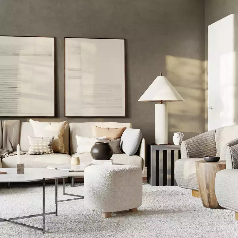 Contemporary, Transitional, Midcentury Modern, Classic Contemporary Living Room Design by Havenly Interior Designer Adan