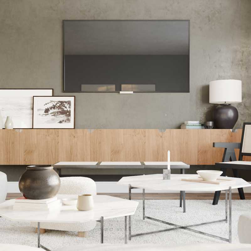 Contemporary, Transitional, Midcentury Modern, Classic Contemporary Living Room Design by Havenly Interior Designer Adan