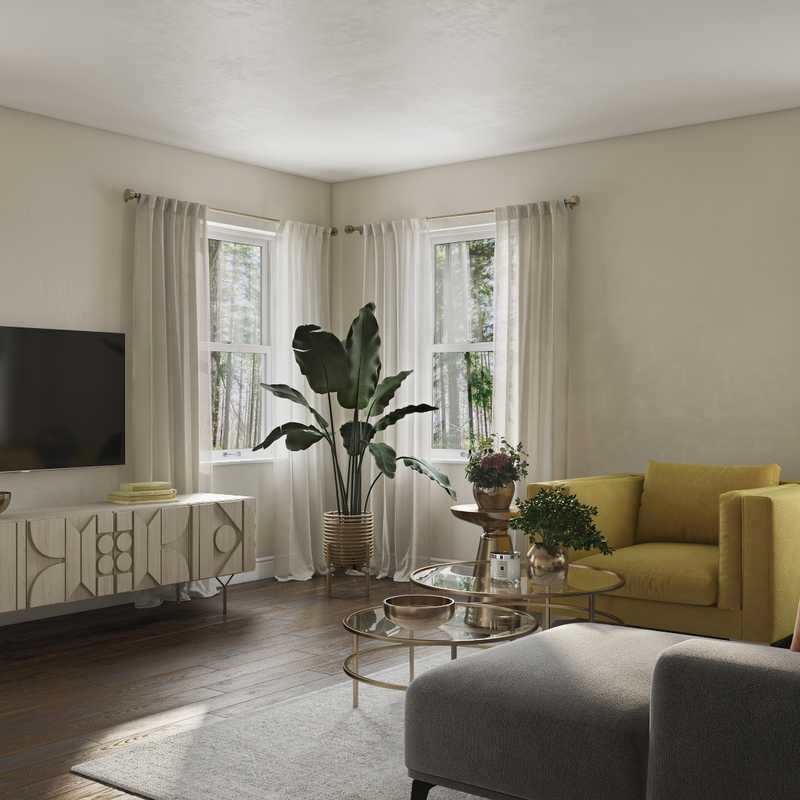 Bohemian, Midcentury Modern Living Room Design by Havenly Interior Designer Alex