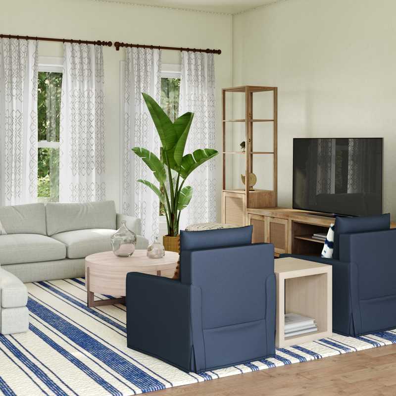 Eclectic, Bohemian, Coastal Living Room Design by Havenly Interior Designer Karen