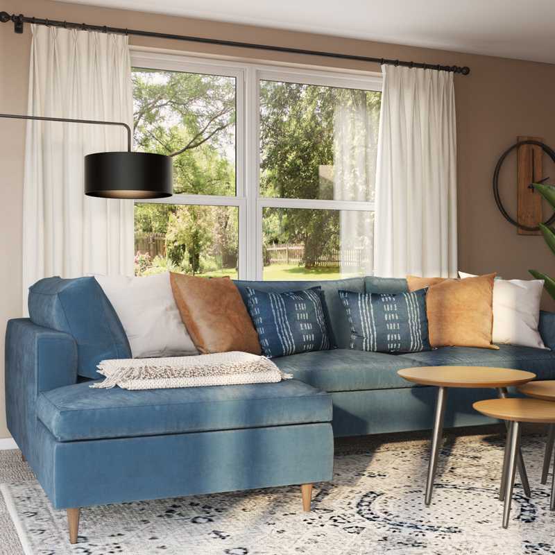Bohemian, Southwest Inspired, Midcentury Modern, Scandinavian Living Room Design by Havenly Interior Designer Samantha