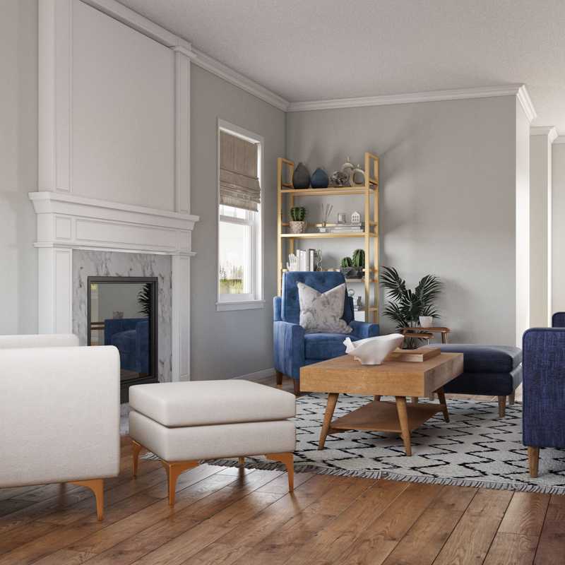 Coastal, Midcentury Modern Living Room Design by Havenly Interior Designer Athena