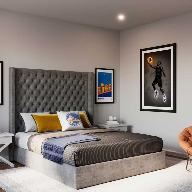 Midcentury Modern, Scandinavian Bedroom Design by Havenly Interior Designer Freddi