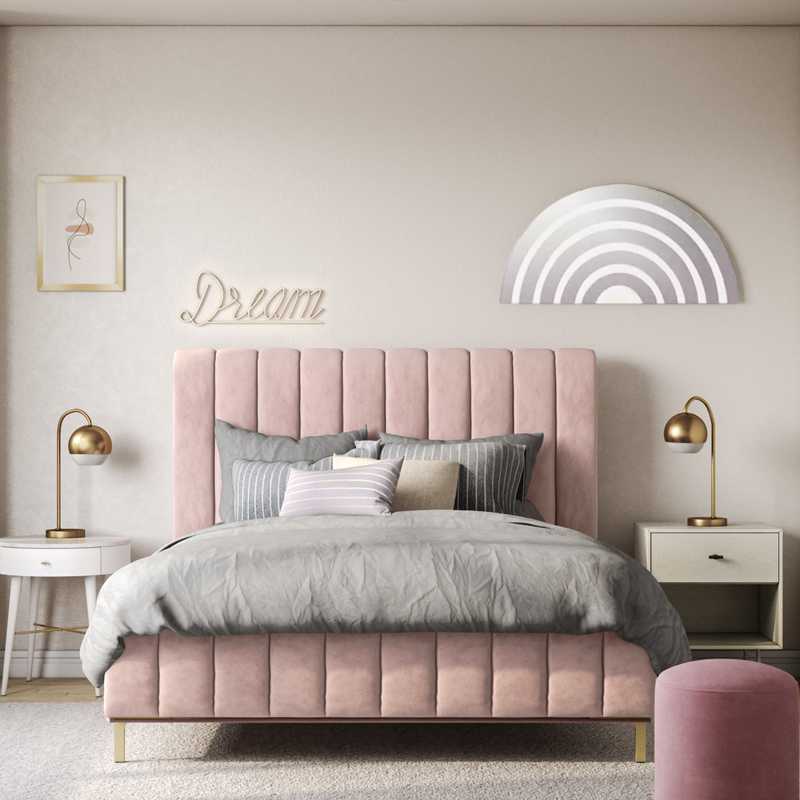 Glam, Midcentury Modern Bedroom Design by Havenly Interior Designer Hadasa