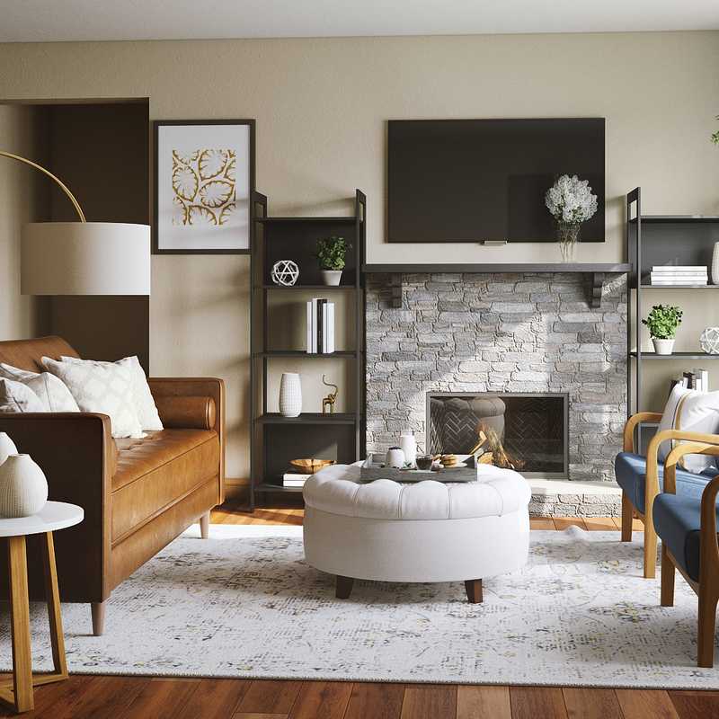 Bohemian, Midcentury Modern Living Room Design by Havenly Interior Designer Jen