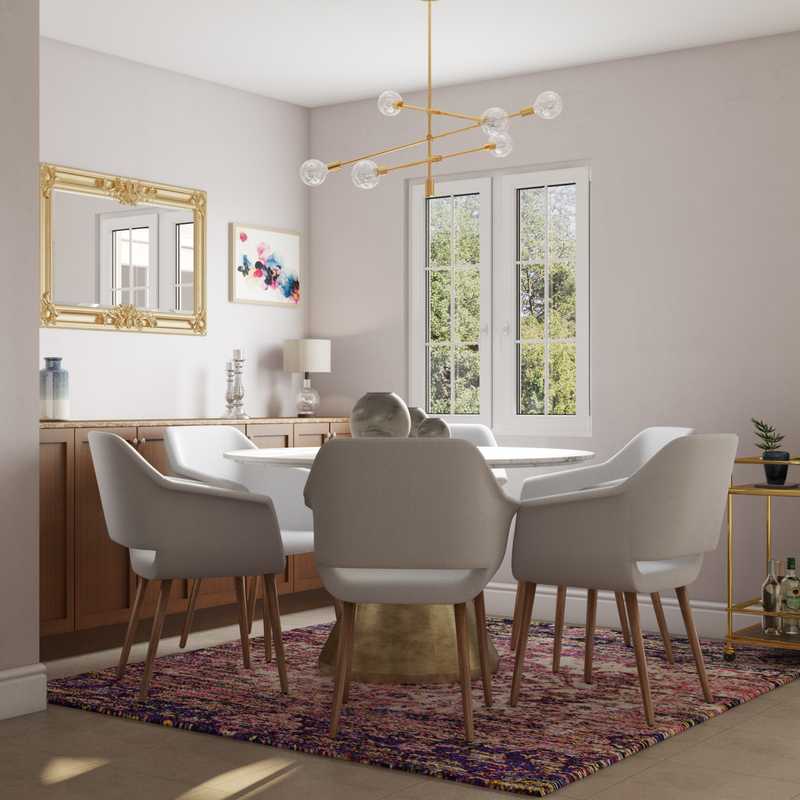 Glam, Midcentury Modern Dining Room Design by Havenly Interior Designer Hanna