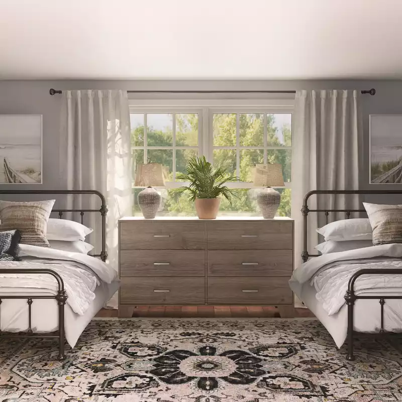 Coastal, Farmhouse Bedroom Design by Havenly Interior Designer Emily