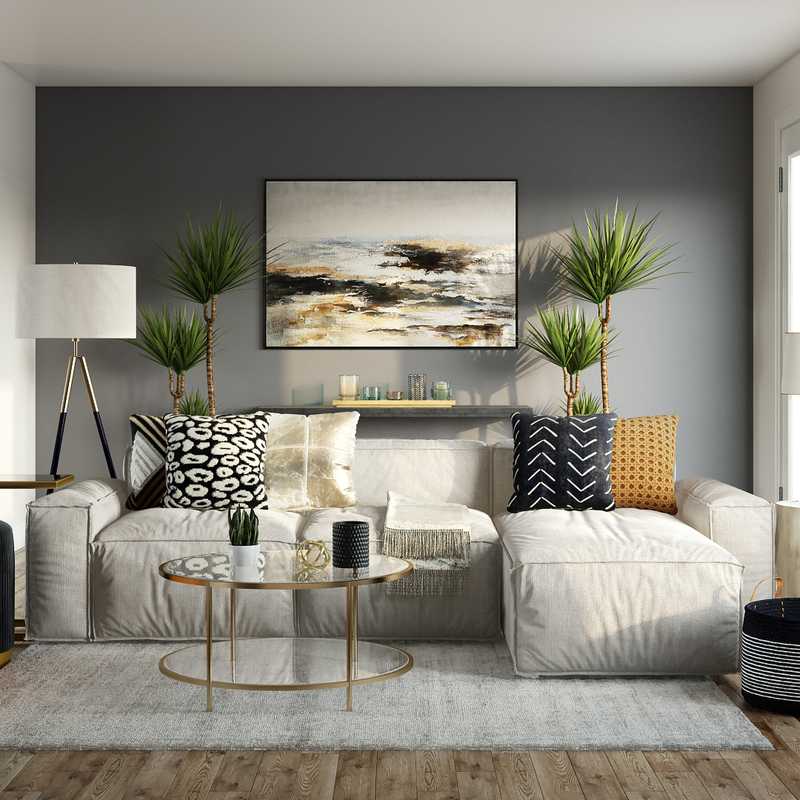 Modern, Bohemian, Glam Living Room Design by Havenly Interior Designer Lora