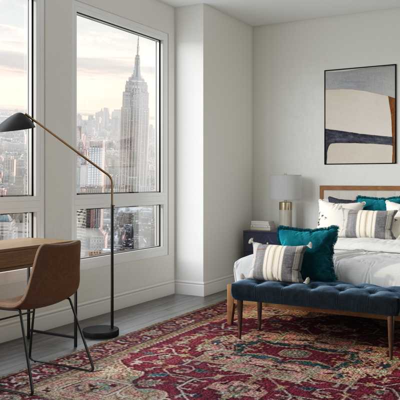 Bohemian, Midcentury Modern Bedroom Design by Havenly Interior Designer Erin