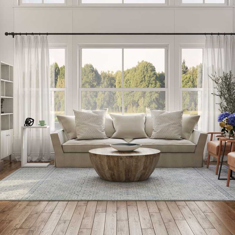 Contemporary, Bohemian, Farmhouse Living Room Design by Havenly Interior Designer Rameen