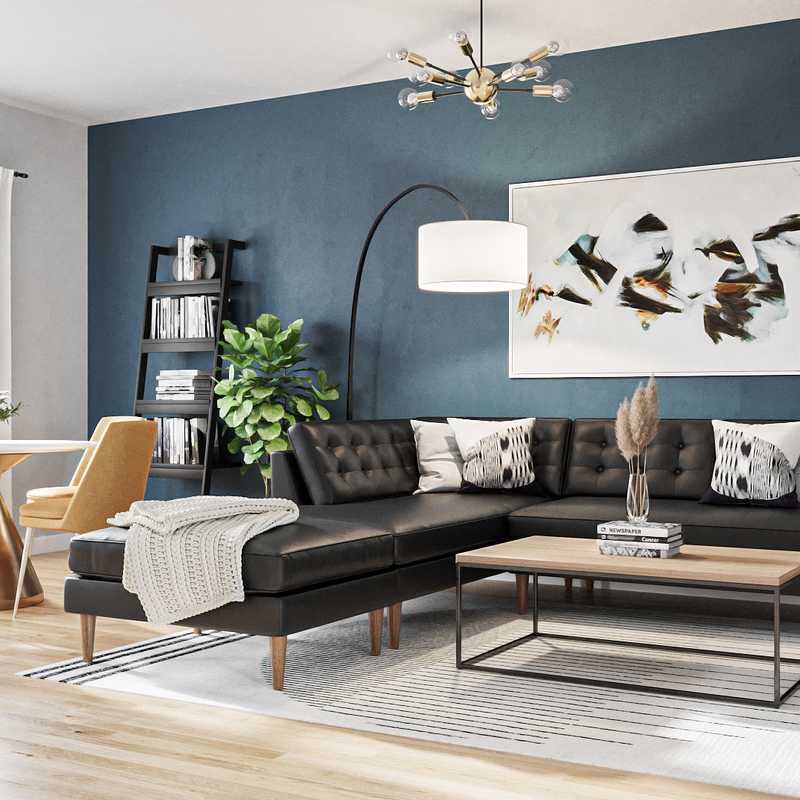 Modern, Industrial, Midcentury Modern Living Room Design by Havenly Interior Designer Freddi