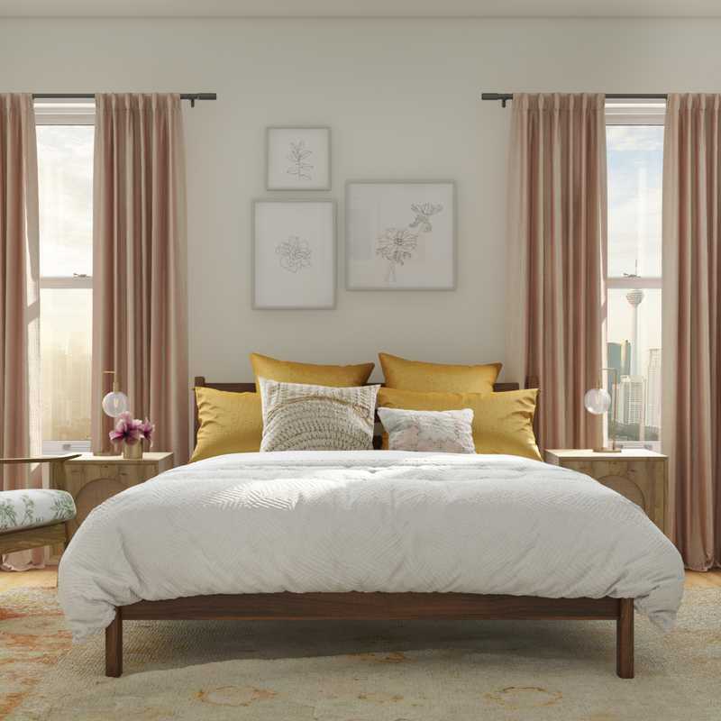 Eclectic, Bohemian, Midcentury Modern Bedroom Design by Havenly Interior Designer Priscila