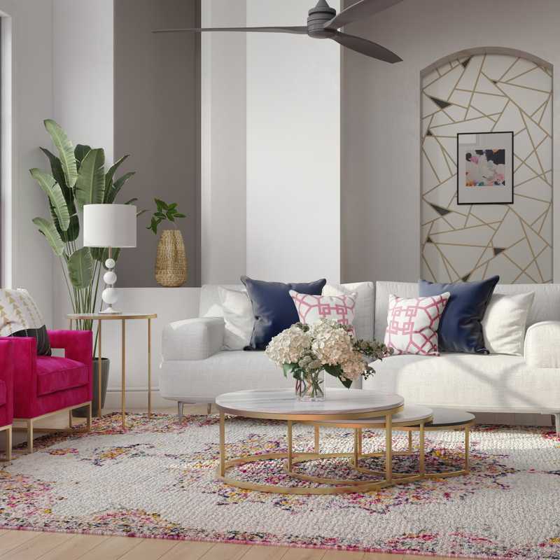 Coastal, Glam Living Room Design by Havenly Interior Designer Austin