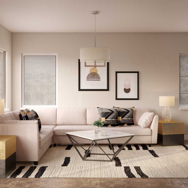 Glam, Midcentury Modern Living Room Design by Havenly Interior Designer Alison