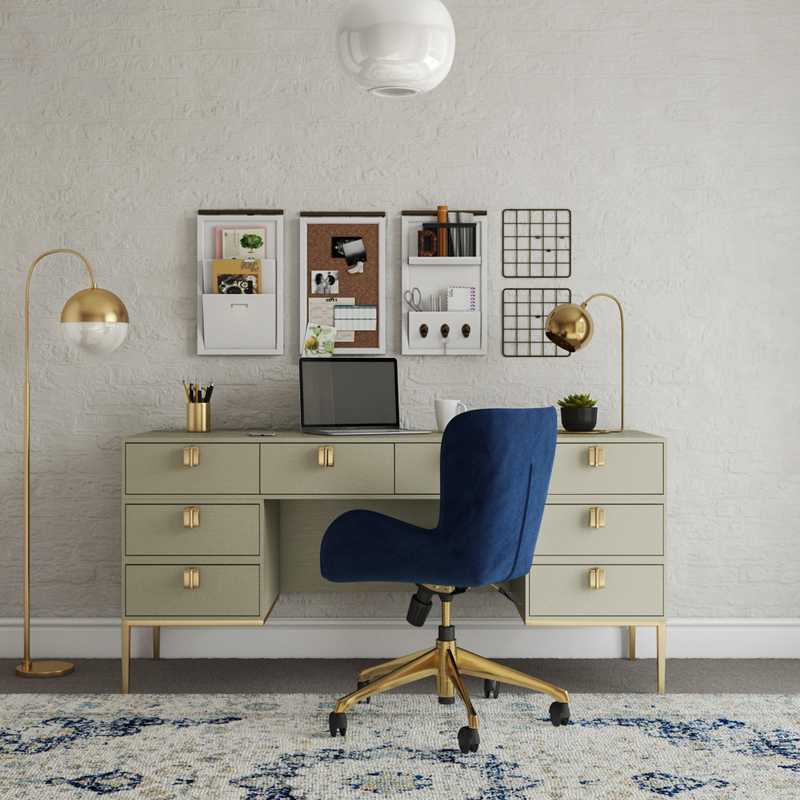Midcentury Modern, Scandinavian Office Design by Havenly Interior Designer Dahlia