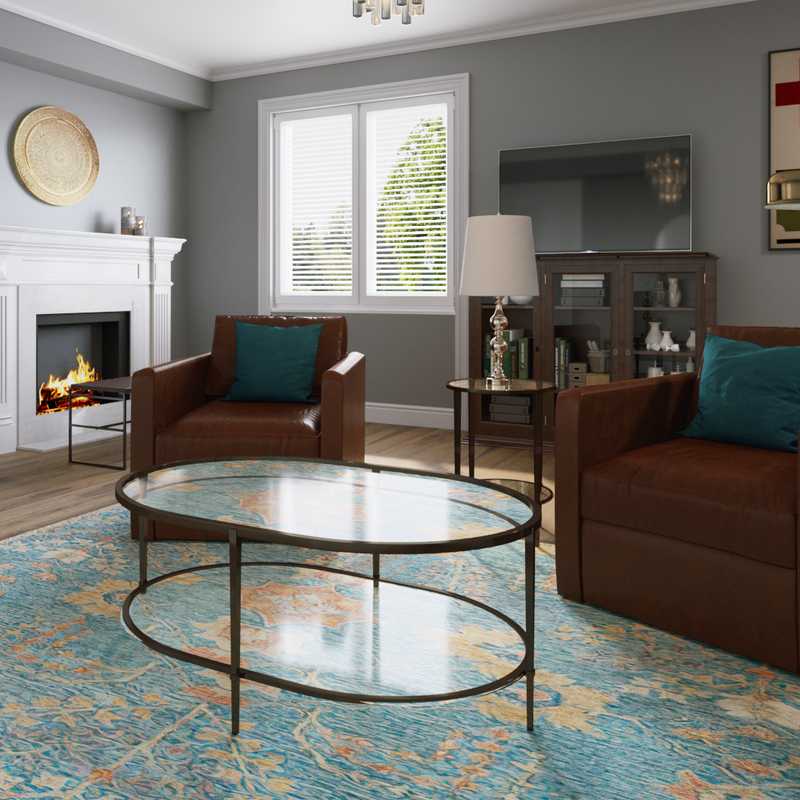 Classic, Eclectic, Transitional, Library, Vintage Living Room Design by Havenly Interior Designer Karen