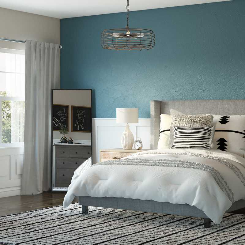 Transitional, Midcentury Modern Bedroom Design by Havenly Interior Designer Erin