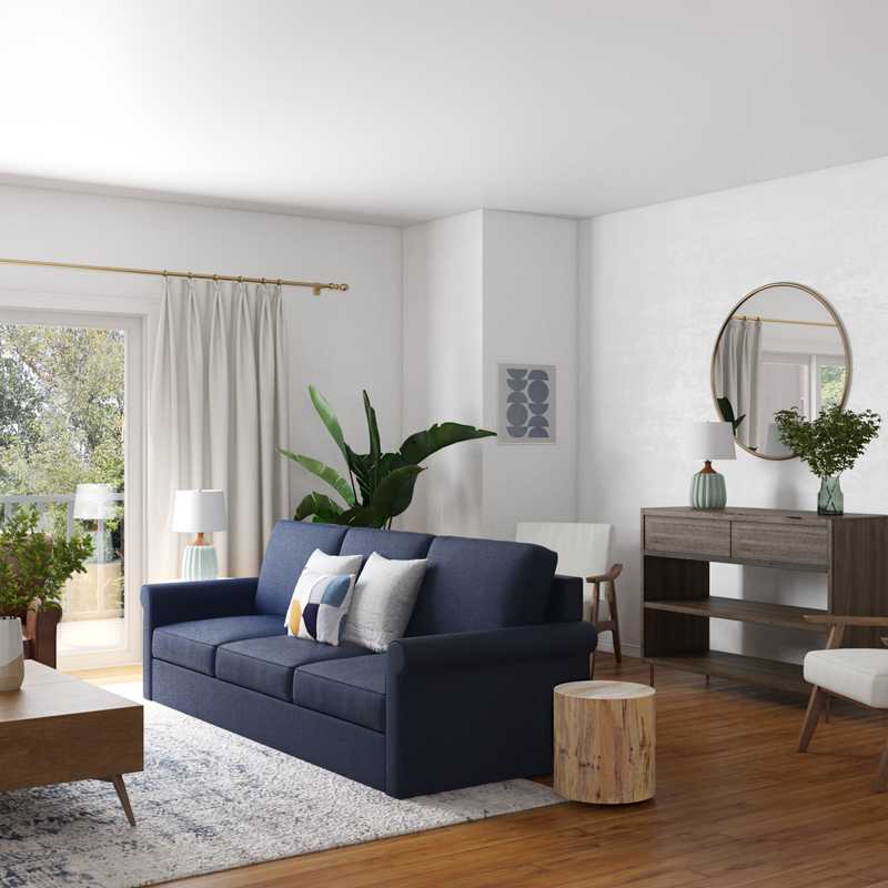 Bohemian, Coastal, Midcentury Modern, Scandinavian Living Room Design by Havenly Interior Designer Heidi