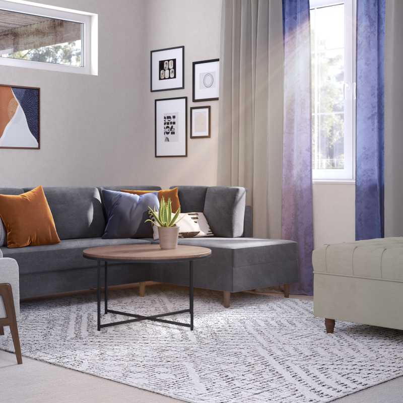 Bohemian, Midcentury Modern Living Room Design by Havenly Interior Designer Caitlin