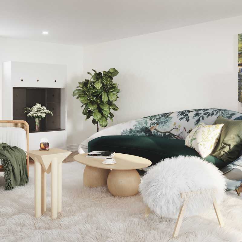 Bohemian, Midcentury Modern Living Room Design by Havenly Interior Designer Shaun