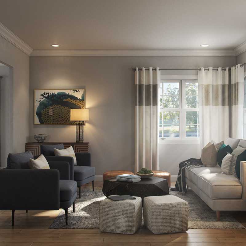 Bohemian, Midcentury Modern Living Room Design by Havenly Interior Designer Jennifer