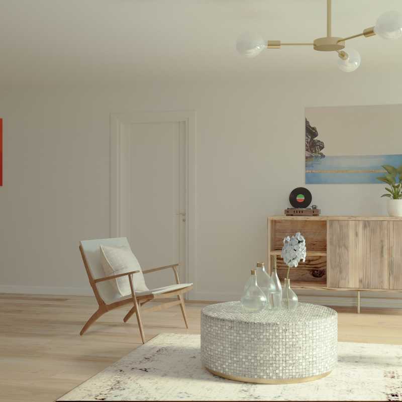Glam, Midcentury Modern Living Room Design by Havenly Interior Designer Selene