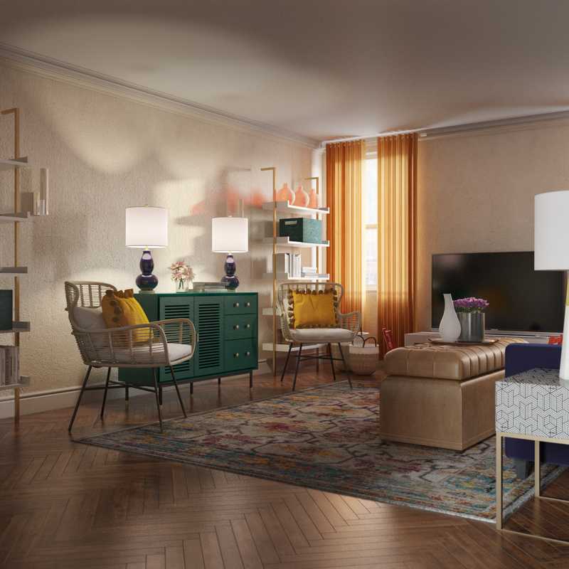 Eclectic, Bohemian, Midcentury Modern Living Room Design by Havenly Interior Designer Hanna