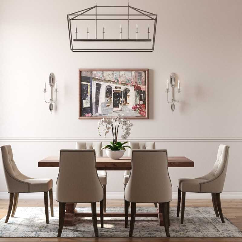 Glam, Farmhouse Dining Room Design by Havenly Interior Designer Abi
