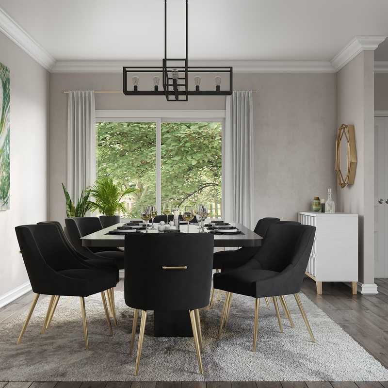 Glam, Midcentury Modern Dining Room Design by Havenly Interior Designer Erin