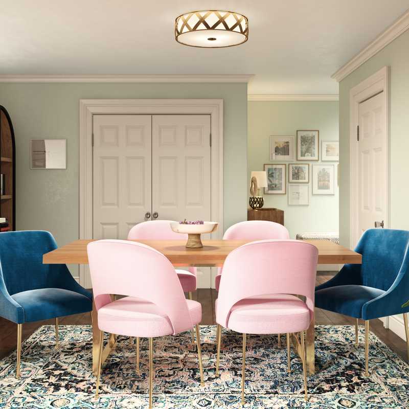 Bohemian, Glam, Transitional Dining Room Design by Havenly Interior Designer Samantha