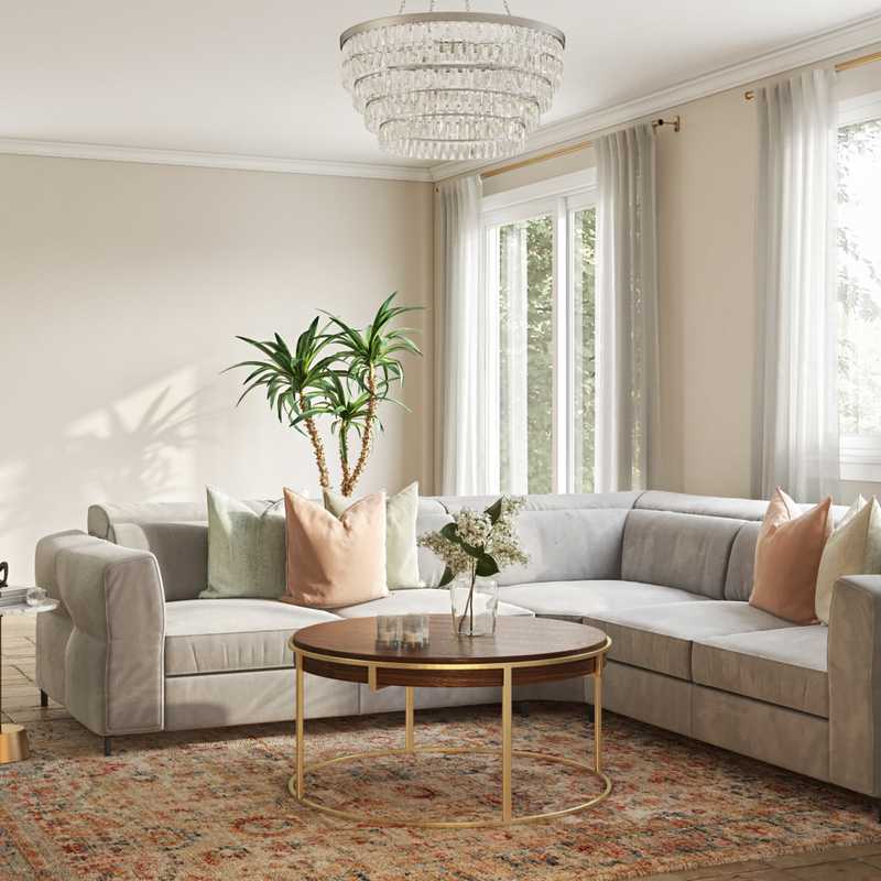Contemporary, Midcentury Modern Living Room Design by Havenly Interior Designer Ariadna