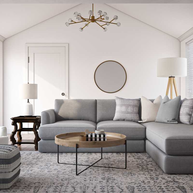 Bohemian, Midcentury Modern Living Room Design by Havenly Interior Designer Caitlin