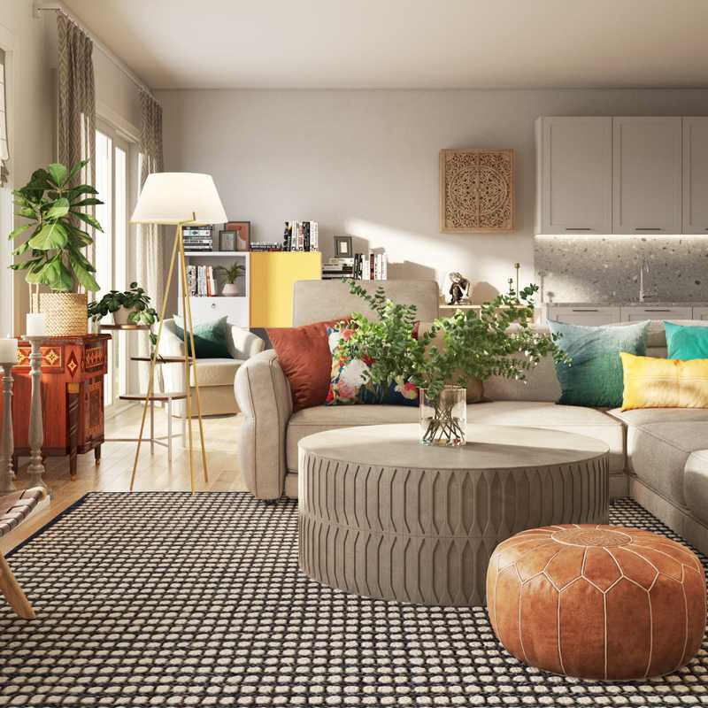 Eclectic, Transitional Living Room Design by Havenly Interior Designer Bhoomika