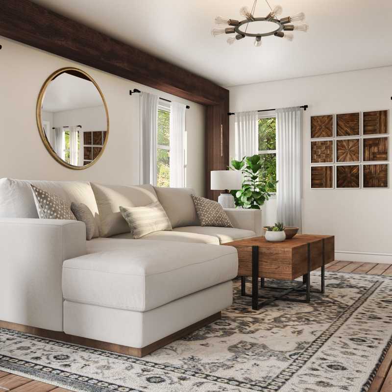 Farmhouse, Rustic, Transitional Living Room Design by Havenly Interior Designer Allison