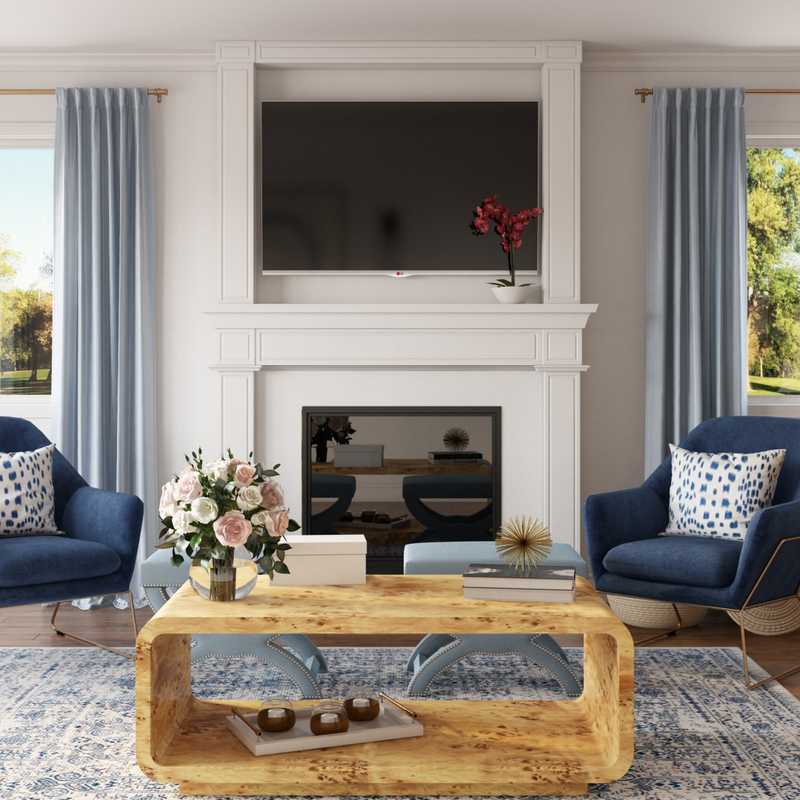Contemporary, Coastal, Preppy Living Room Design by Havenly Interior Designer Melisa