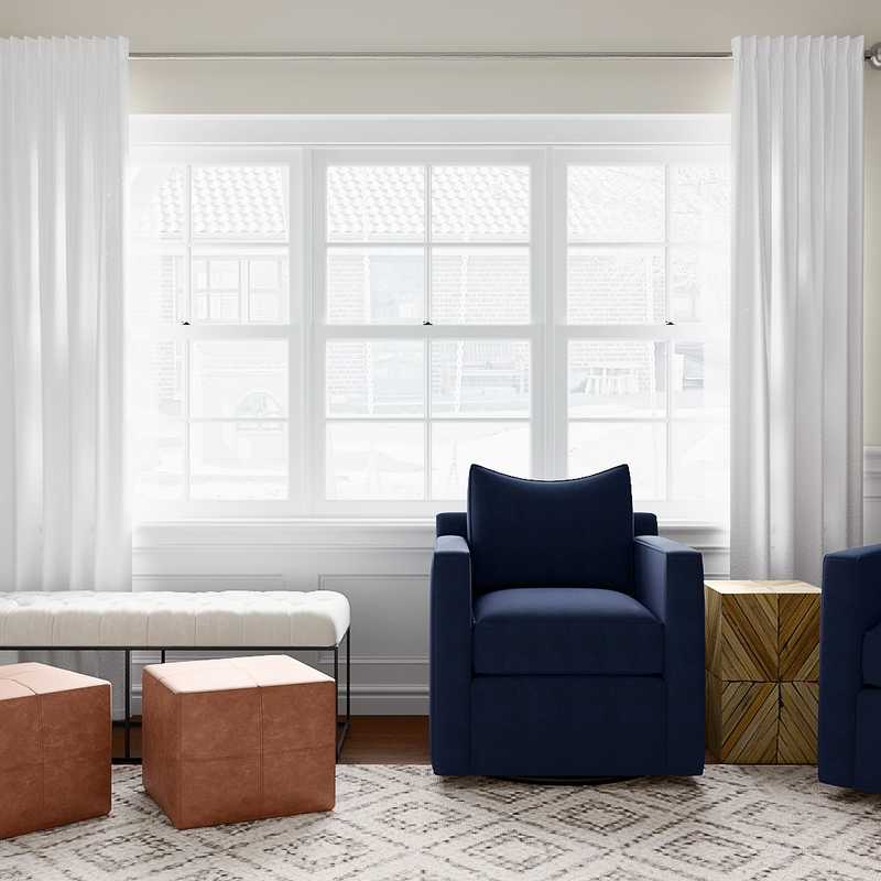 Bohemian, Midcentury Modern Living Room Design by Havenly Interior Designer Amber