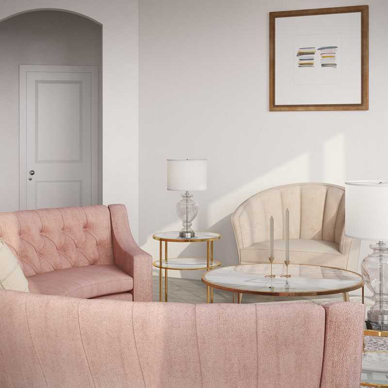 Contemporary, Glam, Preppy Living Room Design by Havenly Interior Designer Daniela