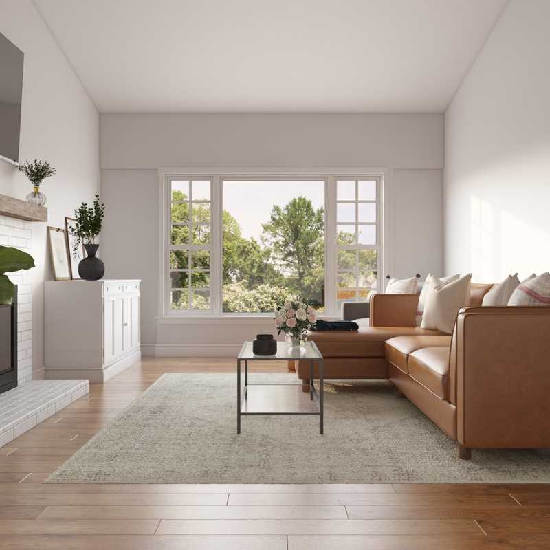 Bohemian, Farmhouse, Midcentury Modern, Classic Contemporary Living Room Design by Havenly Interior Designer Caroline