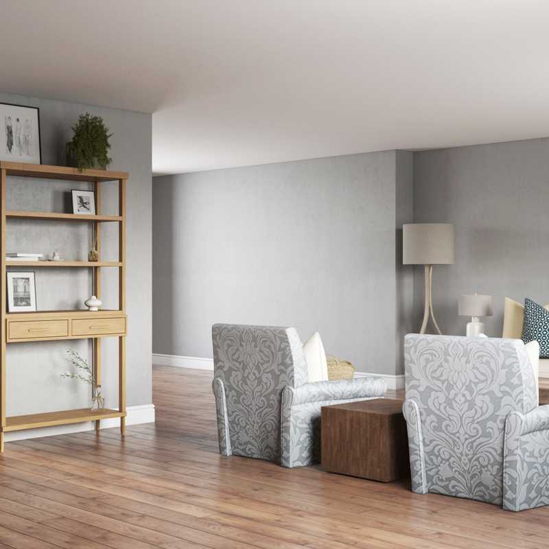 Coastal, Glam, Transitional Living Room Design by Havenly Interior Designer Rebecca