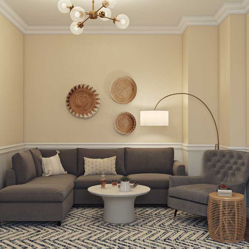 Coastal, Midcentury Modern Living Room Design by Havenly Interior Designer Shannon