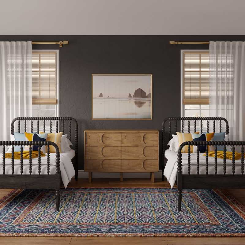 Bohemian, Coastal, Midcentury Modern Bedroom Design by Havenly Interior Designer Julia