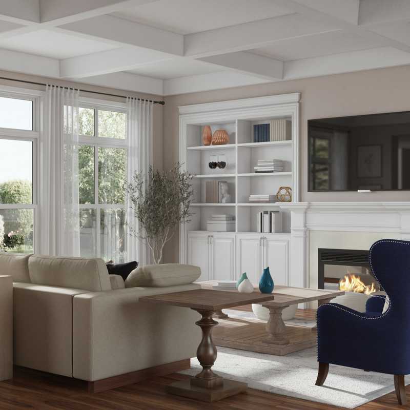 Contemporary, Classic, Coastal Living Room Design by Havenly Interior Designer Rebecca